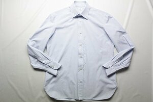 ルイジ ボレッリ　ビジネスに万能なライトブルー無地のワイドカラーシャツ 39センチ BORRELLI