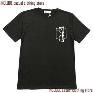 半袖Tシャツ クルーネック Ｔシャツ サングラス ポケット プリント ストリート カレッジ 黒 LL 送料込 クリックポスト