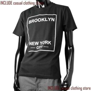 半袖Tシャツ クルーネック Ｔシャツ ロゴ プリント モノクロ モード カレッジ 黒 M 送料込 クリックポスト