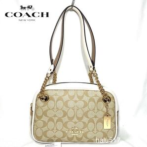 【新品】COACH コーチ ショルダーバッグ キャミー チェーン ショルダー バッグ シグネチャー キャンバス ライトカーキ チョーク C8149