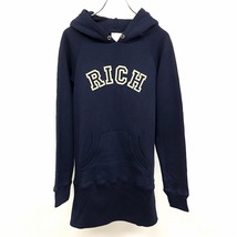 【新品】rich リッチ F レディース スウェット プルオーバーパーカー スリムフィット 裏毛 ロゴプリント ラグラン 長袖 綿100% ネイビー 紺_画像1