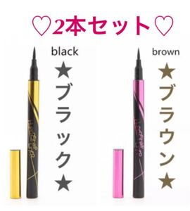 カラーアイライナー 長耐久 ウォータープルーフ ブラウン&ブラック 2本セット