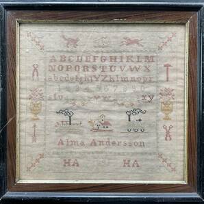 刺しゅうサンプラー■ARTBOOK_OUTLET■フランス 1891年 アンティーク 刺繍 サンプラー 作品 額 ANTIQUE EMBROIDERY SAMPLER FRAME 入手困難