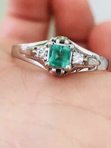  emerald diamond diamond ring ring Pt900 platinum 