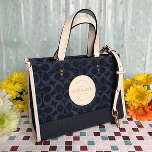 COACH コーチパッチ付き キャリーオール トートバッグ デニムハンド 新品