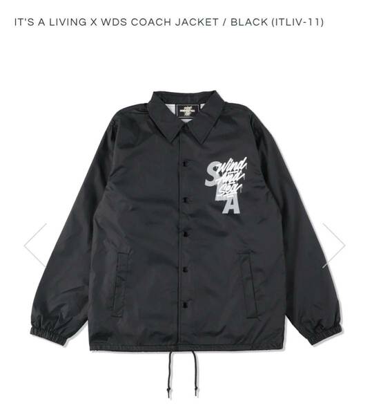 WIND AND SEA × IT'S A LIVING COACH JACKET コーチジャケット黒　Sサイズ　ウィンダシー