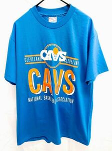 90s!! USA製!! NBA CLEVELAND CAVS クリーブランド キャブス tシャツ ブルー SIZE L アメリカ製 ビンテージ シングルステッチ MADE IN USA