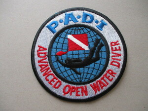 パディPADI 『ADVANCED OPEN WATER DIVER』スキューバダイビング ライセンス刺繍ワッペン/スクーバ自然ダイビング海AOWDアップリケ V165