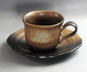 黒備前　コーヒー碗皿　　日本製　美濃焼