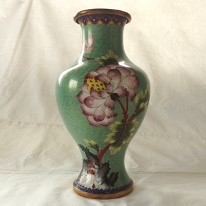 中国 古玩 工芸品 七宝焼 花器 花入 花生 花瓶 長期保管品