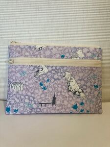 ハンドメイド ムーミンダブルファスナーポーチ