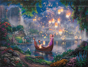 Art hand Auction 迪士尼 魔发奇缘 Thomas Kinkade 裱框, 艺术品, 绘画, 其他的