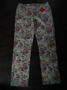 * unbleached cloth ground . pink series floral print cropped pants * new goods M postage 310 jpy 