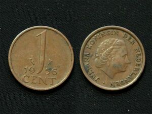 【オランダ】 1セント 1956年 ユリアナ女王 銅貨　cent