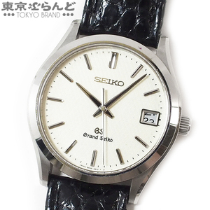 101605580★1円 セイコー SEIKO グランドセイコー GrandSeiko 腕時計 メンズ SBGV003 9F82-0A10 SS Qz アイボリー レザーベルト デイト不良