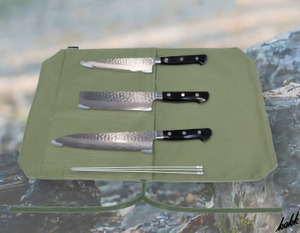 [Распромиванный густой холст корпус] Кухонный нож чел 4 хранения карман сангоку кухонный нож Slicer Suemu Swork Knife Китайский кухонный кухонный кухонный нож зеленый