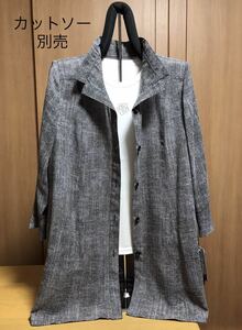 [新品] 激安・在庫処分　L レディースジャケット　ミセスジャケット　婦人ジャケット　8分袖　トリ日本製　グレーミックス色