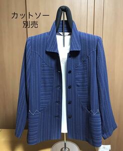 [新品] 激安・在庫処分　L レディースジャケット　ミセスジャケット　婦人ジャケット　トリアセテート素材　日本製　紺色