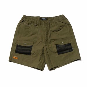 ☆sale/新品/正規品/特価 POLER CT RIP RELAX FIT BUSH SHORTS | Color：OLIVE | Size：S/78cm | ポーラー/ブッシュショーツ