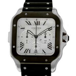 カルティエ サントス ドゥ カルティエ クロノグラフ XL WSSA0017 Cartier 腕時計 シルバー文字盤 【安心保証】