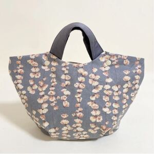グラニーバッグ マルシェバッグ トートバッグ ハンドメイド フラワー グレー