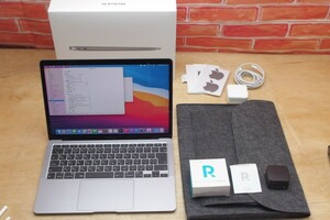 Apple MacBook Air 2020 M1チップ搭載 13インチ 8GB RAM 256GB SSD AppleCare+保証付き ケース RAVPOWER 30W PD小型充電器付き 送料無料