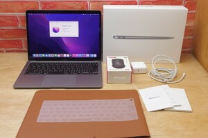 Apple MacBook Air 2020 M1チップ搭載 13インチ 8GB RAM 256GB SSD スペースグレイ PUレザーケース新品 ワイヤレスマウス新品付き 送料無料