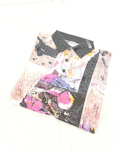 「Deadstock」 古着 90s GOOUCH 森 田園 アート 絵画 デザイン 襟付き 半袖 カットソー 紫 M 古着, 半袖, 半袖シャツ一般, Mサイズ
