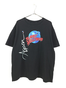 古着 90s USA製 PLANET HOLLYWOOD 「Aspen」 スキー BIG ロゴ Tシャツ XL 古着