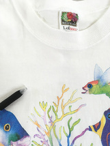 古着 90s USA製 Rainforest Cafe カラフル 熱帯魚 おさかな 水彩 アート Tシャツ XL 古着_画像6