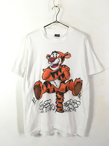 古着 80s USA製 Disney くまのプーさん ティガー ハンド ペイント Tシャツ L 古着