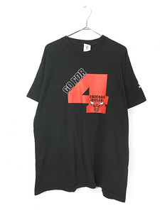 古着 90s USA製 NBA Chicago BULLS ブルズ 「GO FOR 4」 ナンバリング Tシャツ XL 古着