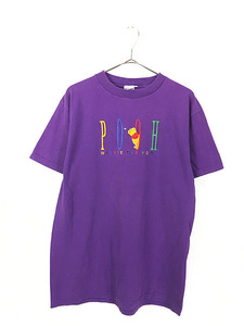 古着 USA製 Disney Pooh クマのプーさん カラフル 刺しゅう Tシャツ L 古着