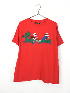 古着 80s USA製 WoolRich ヒツジ カヌー アニマル ポップ アート Tシャツ M 古着