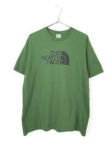 古着 TNF The North Face BIG ロゴ プリント Tシャツ 緑 M 古着