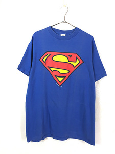 古着 90s USA製 SUPER MAN スーパーマン BIG プリント アメコミ Tシャツ L 古着