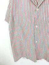 古着 80s Sears 黒×赤 マルチ ストライプ 半袖 パジャマ シャツ XL 古着_画像3