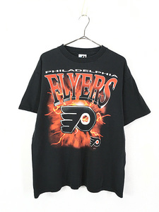 古着 90s NHL Philadelphia Flyers フライヤーズ BIG プリント Tシャツ L 古着