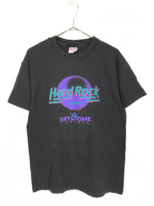 古着 80s USA製 Hard Rock Cafe 「TORONTO」 BIG ロゴ ハードロックカフェ Tシャツ 黒 M 古着