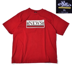 [XL] Y2K International News プリント Tシャツ USA製 レッド 赤 半袖 ロゴ スケート ビンテージ vintage 90s 80s 00s