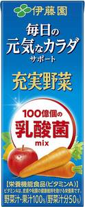 伊藤園 充実野菜 エコパック 100億個の乳酸菌mix (紙パック)200ml×24本 まとめ買い