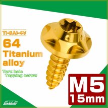 64チタン M5×15mm タッピングネジ トルクス穴 スターホールヘッド ビス ゴールド JA1228_画像1