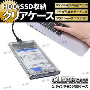 2.5インチ HDD SSD 外付けケース HDDケース ハードディスクケース 高速データ転送 透明 USB接続 電源不要 ポータブル ドライブ ケース ②