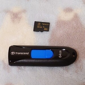 64GBのUSBメモリと32GBのMicroSDカードのセット USBメモリー USB3.0 トランセンド Transcend