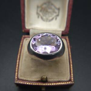 925 silver amethyst color glass American Vintage ring silver ring accessory antique purple series do wrestling 