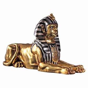 ゴールド＆シルバー スフィンクス　インテリア置物エジプト装飾品家具エスニックオブジェ彫刻調度品ホームデコ黄金家具エジプト神話世界
