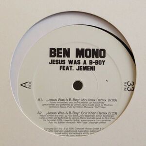 12inchレコード BEN MONO / JESUS WAS A B-BOY feat. JEMENI