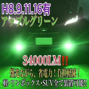 新登場34000LMフォグランLED外車対応アップルグリーンH11 e