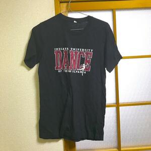 海外　古着　ヴィンテージ　大学　Tシャツ　ダンス　レディース　ブラック　半袖　INDIANA UNIVERSITY　DANCE OF PENNSYLVANIA　Sサイズ