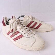 GAZELLE 27.0cm/adidas ガゼル ガッツレー アディダス スニーカー レザー オフホワイト バーガンディー 中古 古着 メンズ ad3604_画像6